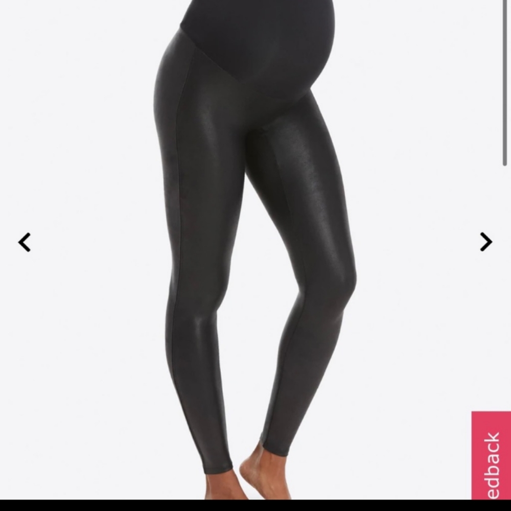 Maternity faux leather Spanx leggings